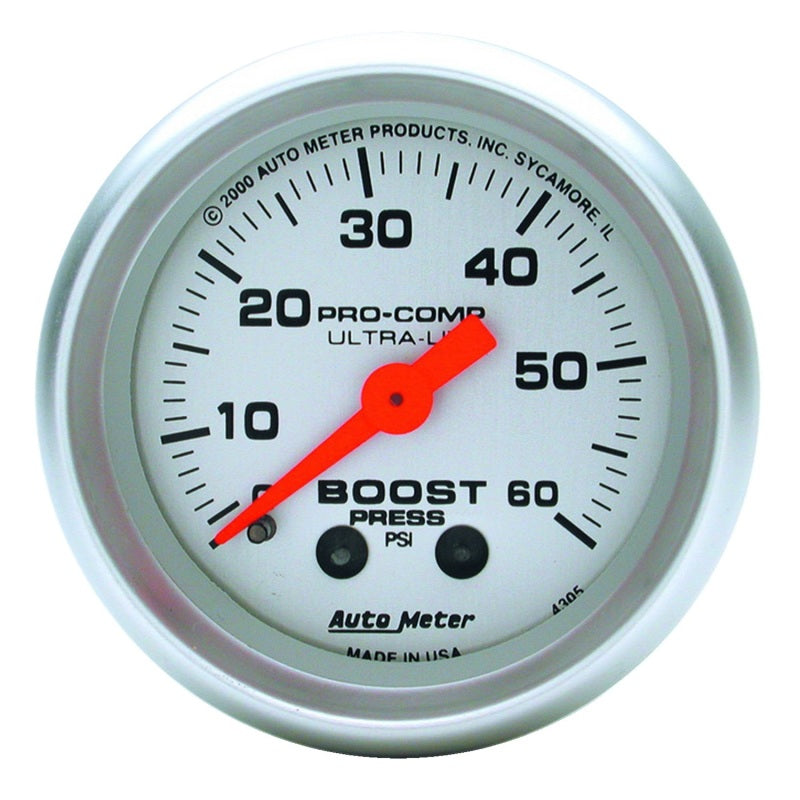 Autometer Ultra-Lite 52mm 60 PSI Mechanical  Boost Gauge Autometer Ultra-Lite 52mm 60 PSI Mechanical  Boost Gauge