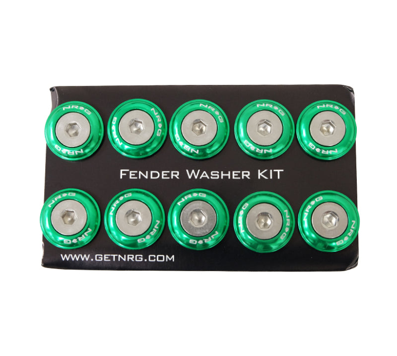 NRG Fender Washer Kit w/Rivets For Plastic (Green) - Set of 10 NRG Fender Washer Kit w/Rivets For Plastic (Green) - Set of 10