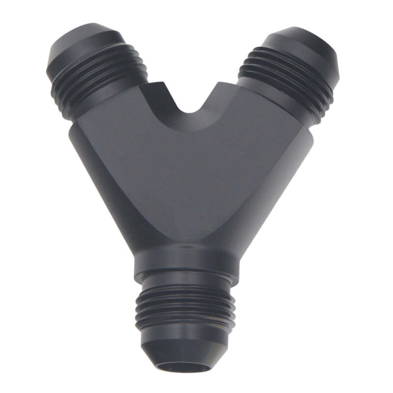 DeatschWerks 8AN Male Flare to 8AN Male Flare to 8AN Male Flare Y Fitting - Anodized Matte Black DeatschWerks 8AN Male Flare to 8AN Male Flare to 8AN Male Flare Y Fitting - Anodized Matte Black