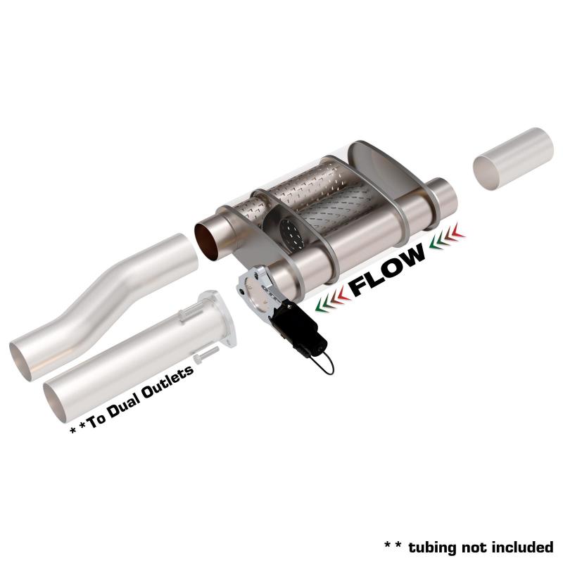 QTP 3in Weld-On 304SS Screamer Muffler Short Case w/Bolt-On QTEC Electric Cutout QTP 3in Weld-On 304SS Screamer Muffler Short Case w/Bolt-On QTEC Electric Cutout