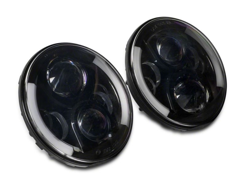 Raxiom 97-18 Jeep Wrangler TJ & JK 6-LED Headlights w/ Partial Halo- Blk Housing (Clear Lens) Raxiom 97-18 Jeep Wrangler TJ & JK 6-LED Headlights w/ Partial Halo- Blk Housing (Clear Lens)