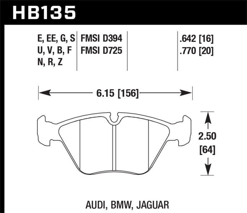 Hawk 95-02 BMW M3/91-93 M5 Front HPS Brake Pads Hawk 95-02 BMW M3/91-93 M5 Front HPS Brake Pads
