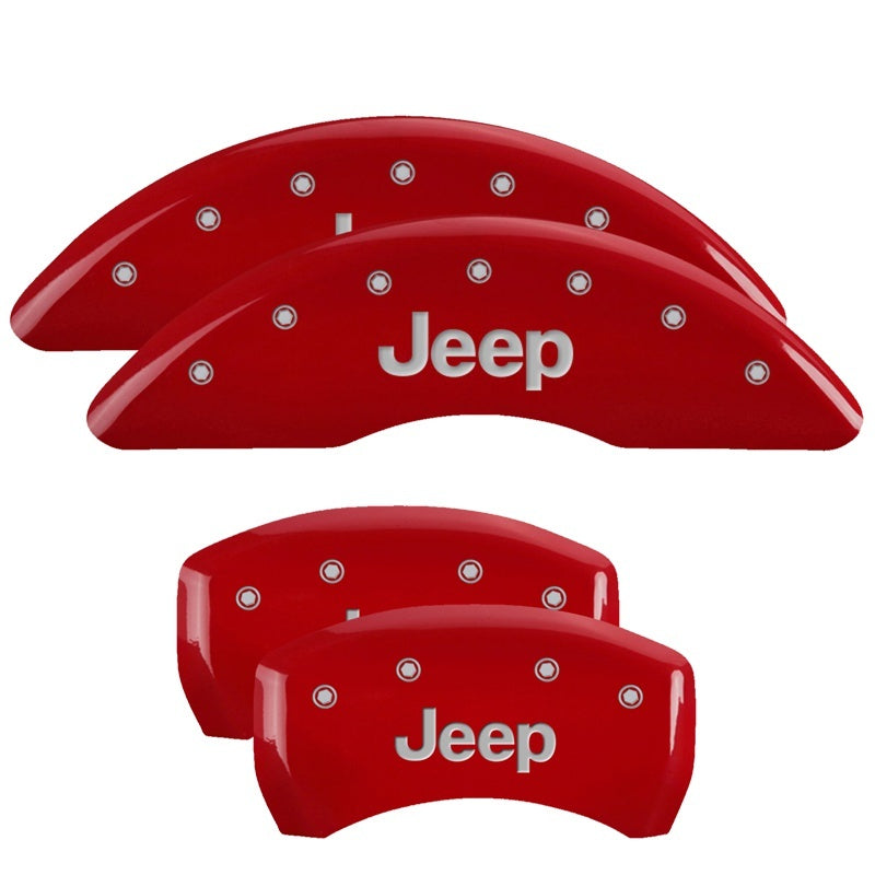 MGP 4 Caliper Covers Engraved Front & Rear JEEP Red finish silver ch MGP 4 Caliper Covers Engraved Front & Rear JEEP Red finish silver ch