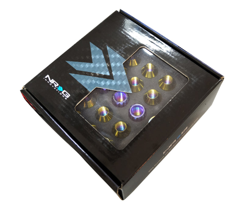 NRG 200 Series M12 X 1.25 Titanium Lug Nut Set - 21 Pc w/Lock Key Socket - Neochrome NRG 200 Series M12 X 1.25 Titanium Lug Nut Set - 21 Pc w/Lock Key Socket - Neochrome