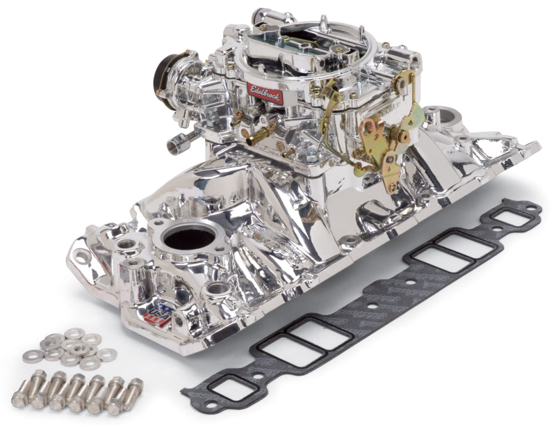 Edelbrock Manifold And Carb Kit Performer Eps Small Block Chevrolet 1957-1986 Natural Finish Edelbrock Manifold And Carb Kit Performer Eps Small Block Chevrolet 1957-1986 Natural Finish