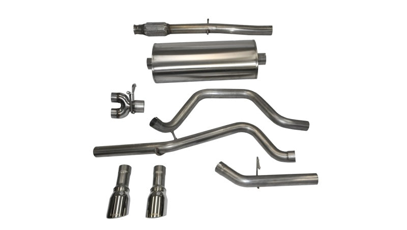 Corsa 14-19 GMC Sierra/Chevy Silv 1500 Crew Cab/Std. Bed 5.3L V8 Polished Sport Dual Rear CB Exhaust Corsa 14-19 GMC Sierra/Chevy Silv 1500 Crew Cab/Std. Bed 5.3L V8 Polished Sport Dual Rear CB Exhaust