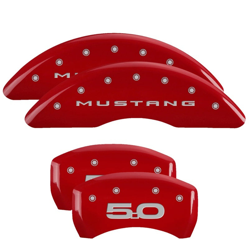 MGP 4 Caliper Covers Engraved Front 2015/Mustang Engraved Rear 2015/50 Red finish silver ch MGP 4 Caliper Covers Engraved Front 2015/Mustang Engraved Rear 2015/50 Red finish silver ch