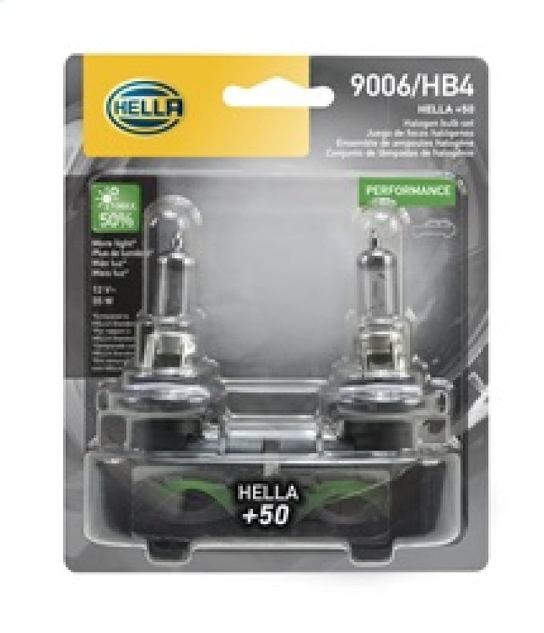 Hella Bulb 9006 12V 55W P22D T4 +50 (2) Hella Bulb 9006 12V 55W P22D T4 +50 (2)