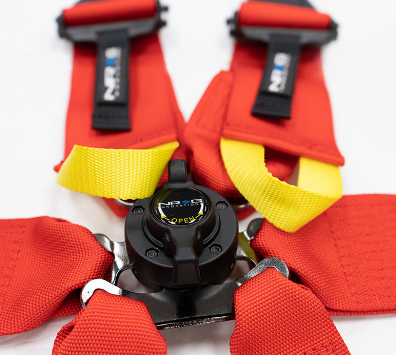 NRG FIA 6pt 2in. Shoulder Belt for HANS Device/ Rotary Cam Lock Buckle/ 3in. Waist Belt - Red NRG FIA 6pt 2in. Shoulder Belt for HANS Device/ Rotary Cam Lock Buckle/ 3in. Waist Belt - Red
