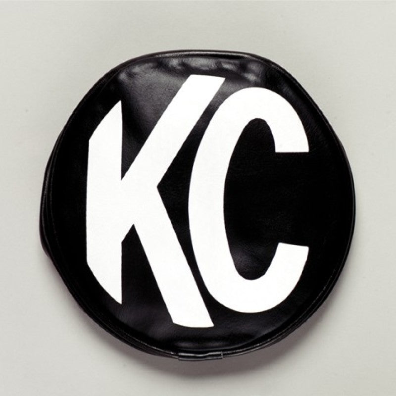 KC HiLiTES 8in. Round Soft Cover (Pair) - Black w/White KC Logo KC HiLiTES 8in. Round Soft Cover (Pair) - Black w/White KC Logo