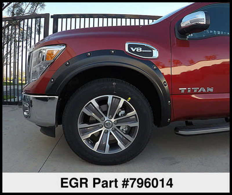 EGR 17-23 Nissan Titan Traditional Bolt-On Look Fender Flareswith Fender Badge Set Of 4 EGR 17-23 Nissan Titan Traditional Bolt-On Look Fender Flareswith Fender Badge Set Of 4