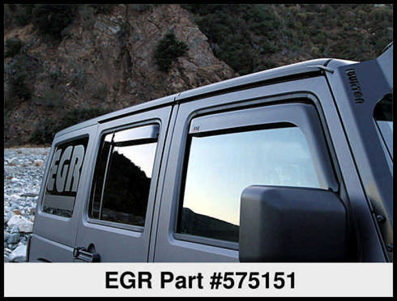 EGR 07+ Jeep Wrangler JK In-Channel Window Visors - Set of 4 EGR 07+ Jeep Wrangler JK In-Channel Window Visors - Set of 4