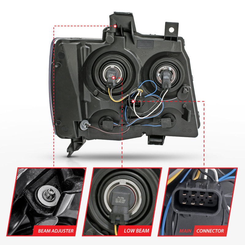 ANZO 2007-2014 Chevrolet Tahoe/Suburban Crystal Headlights Black ANZO 2007-2014 Chevrolet Tahoe/Suburban Crystal Headlights Black