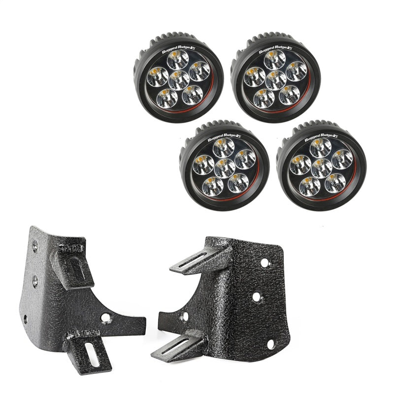 Rugged Ridge 97-06 Jeep Wrangler TJ/LJ 3.5in Round Dual A-Pillar LED Kit Rugged Ridge 97-06 Jeep Wrangler TJ/LJ 3.5in Round Dual A-Pillar LED Kit