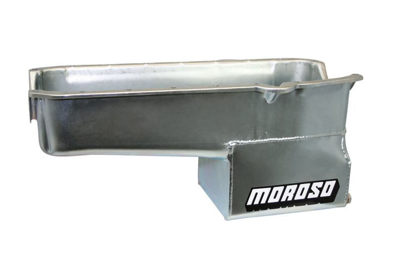 Moroso Pre-80 Chevrolet Small Block (w/Driver Side Dipstick) Wet Sump 7qt 9.5in Steel Oil Pan - Blk Moroso Pre-80 Chevrolet Small Block (w/Driver Side Dipstick) Wet Sump 7qt 9.5in Steel Oil Pan - Blk