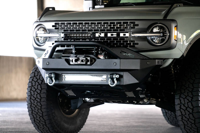 DV8 Offroad 2021+ Ford Bronco Modular Front Bumper Winch Capable w/ Auxiliary Light Mounts DV8 Offroad 2021+ Ford Bronco Modular Front Bumper Winch Capable w/ Auxiliary Light Mounts