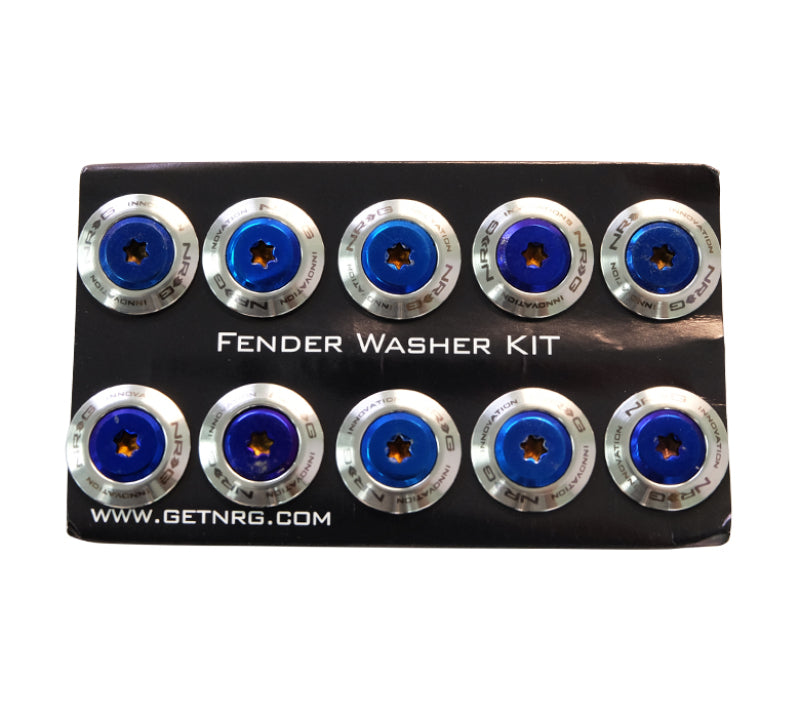 NRG Fender Washer Kit (TI Series) M6 Bolts/SS For Plastic (Silver Washer/TI Burn Screw) - Set of 10 NRG Fender Washer Kit (TI Series) M6 Bolts/SS For Plastic (Silver Washer/TI Burn Screw) - Set of 10