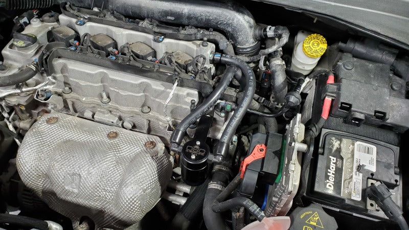 J&L 14-22 Jeep Cherokee 2.4L / 15-21 Jeep Renegade  Driver Side Oil Separator 3.0 - Blk Anodized J&L 14-22 Jeep Cherokee 2.4L / 15-21 Jeep Renegade  Driver Side Oil Separator 3.0 - Blk Anodized