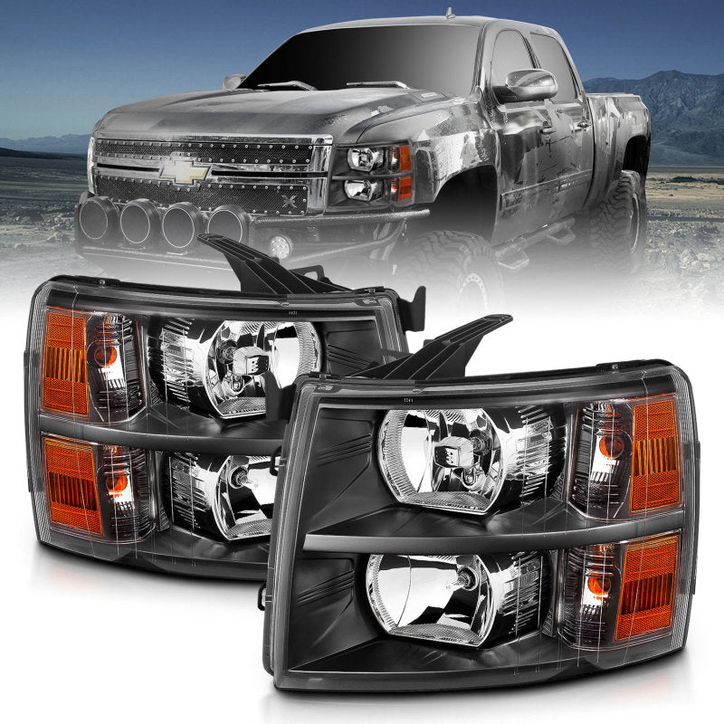 ANZO 2007-2013 Chevrolet Silverado Crystal Headlights Black ANZO 2007-2013 Chevrolet Silverado Crystal Headlights Black