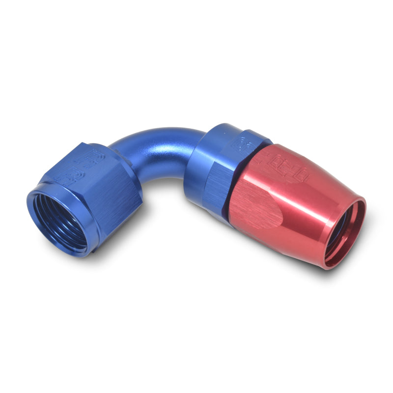 Russell Performance -4 AN Red/Blue 90 Degree Full Flow Hose End Russell Performance -4 AN Red/Blue 90 Degree Full Flow Hose End