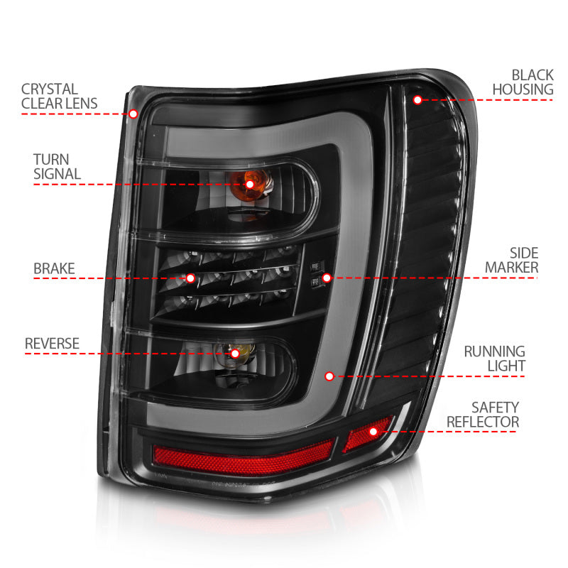 ANZO 1999-2004 Jeep Grand Cherokee LED Tail Lights w/ Light Bar Black Housing Clear Lens ANZO 1999-2004 Jeep Grand Cherokee LED Tail Lights w/ Light Bar Black Housing Clear Lens