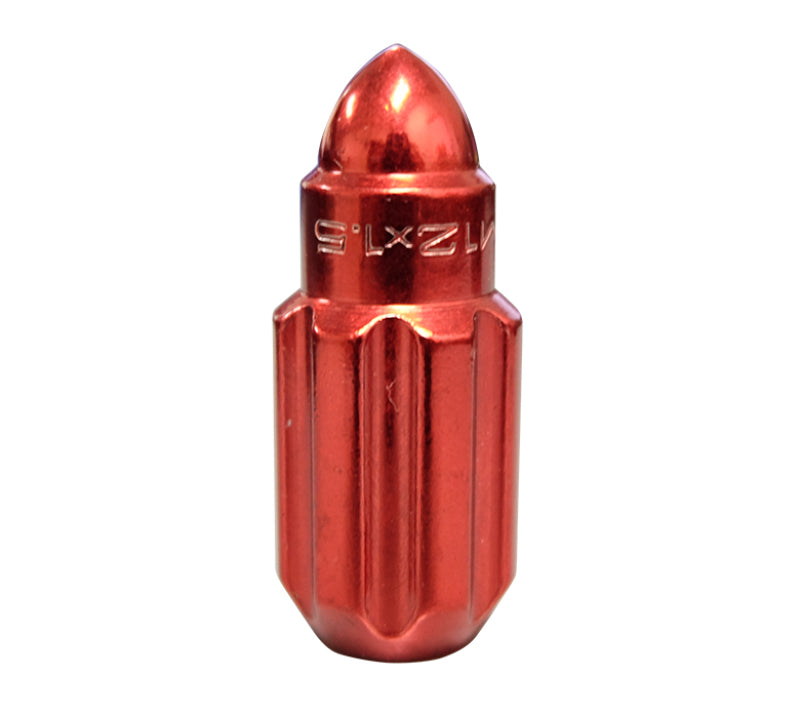NRG 500 Series M12 X 1.5 Bullet Shape Steel Lug Nut Set - 21 Pc w/Lock Key - Red NRG 500 Series M12 X 1.5 Bullet Shape Steel Lug Nut Set - 21 Pc w/Lock Key - Red