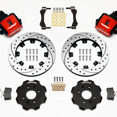 Wilwood Combination Parking Brake Rear Kit 12.19in Drilled Red Civic / Integra Disc 2.39 Hub Offset