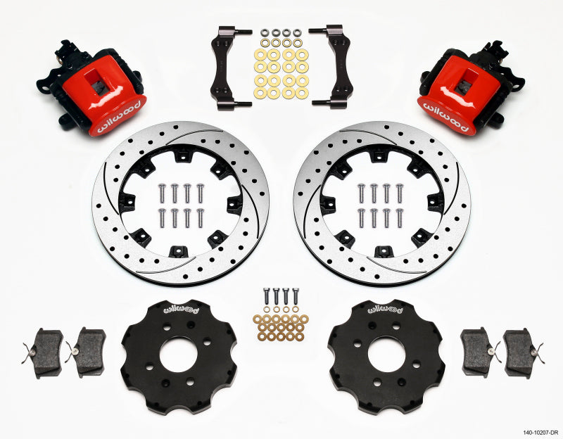 Wilwood Combination Parking Brake Rear Kit 12.19in Drilled Red Civic / Integra Disc 2.39 Hub Offset Wilwood Combination Parking Brake Rear Kit 12.19in Drilled Red Civic / Integra Disc 2.39 Hub Offset