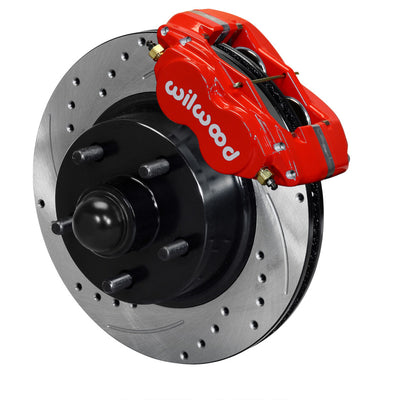 Wilwood Forged Dynalite-M Front Kit 11.30in 1 PC Rotor&Hub Drill-Red 60-68 Ford / Mercury Full Size