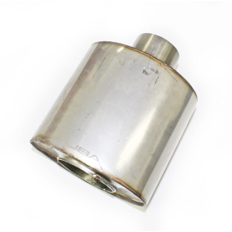 JBA Universal Straight-Through 304SS Muffler 6x6x4 2.5in Inlet Diameter Center/Center JBA Universal Straight-Through 304SS Muffler 6x6x4 2.5in Inlet Diameter Center/Center