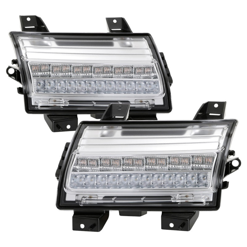 Spyder Jeep Wrangler 2018-2019 (Halogen Model Only) LED Front Bumper Lights - Seq. Signal - Chrome Spyder Jeep Wrangler 2018-2019 (Halogen Model Only) LED Front Bumper Lights - Seq. Signal - Chrome