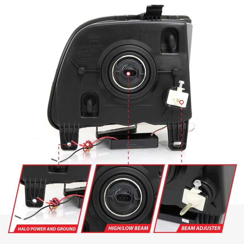 ANZO 2005-2009 Ford Mustang Crystal Headlights w/ Halo Black (CCFL) ANZO 2005-2009 Ford Mustang Crystal Headlights w/ Halo Black (CCFL)