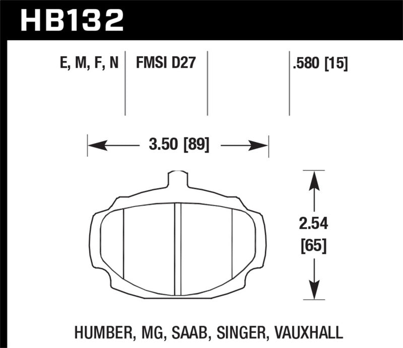 Hawk 62-81 MG MGB Front ER-1 Brake Pads Hawk 62-81 MG MGB Front ER-1 Brake Pads