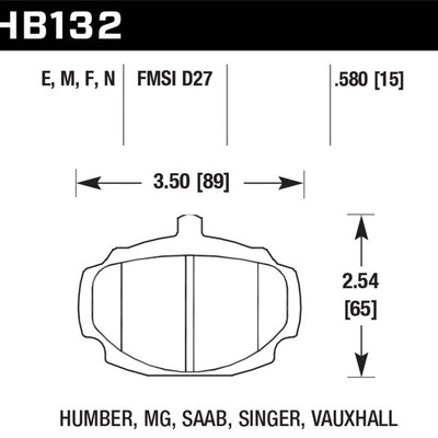 Hawk 67-80 MGB / 67-74 MGB GT Blue 9012 Race Front Brake Pads