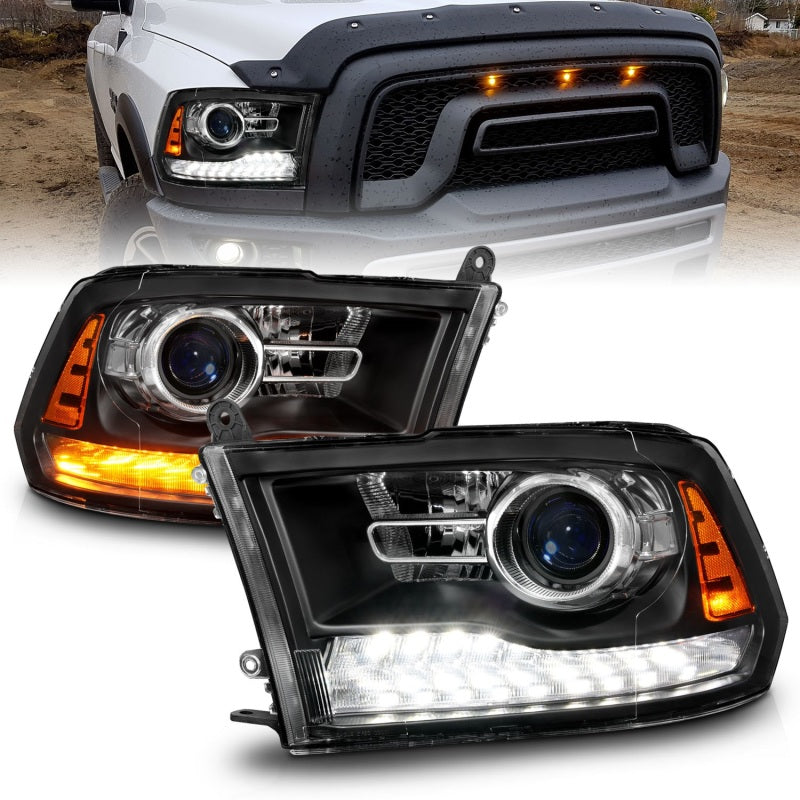 ANZO 09-18 Dodge Ram 1500/2500/3500 LED Plank Style Headlights Switchback + Sequential - Matte Black ANZO 09-18 Dodge Ram 1500/2500/3500 LED Plank Style Headlights Switchback + Sequential - Matte Black