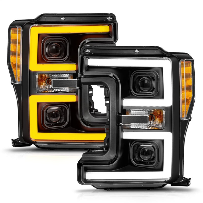 ANZO 17-19 Ford F-250/350/450 SD (w/o Factory LED) LED Proj Headlights w/Light Bar Switchback Blk ANZO 17-19 Ford F-250/350/450 SD (w/o Factory LED) LED Proj Headlights w/Light Bar Switchback Blk