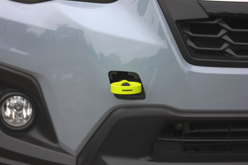 Perrin 2022 Subaru WRX / 18-21 Crosstrek / 14-21 Forester Tow Hook Kit (Front) - Neon Yellow Perrin 2022 Subaru WRX / 18-21 Crosstrek / 14-21 Forester Tow Hook Kit (Front) - Neon Yellow