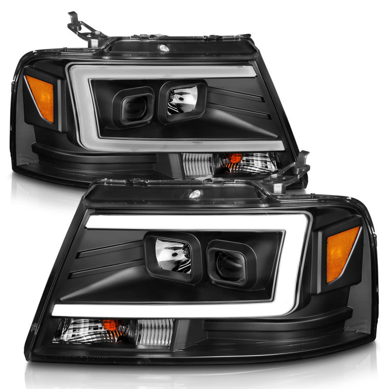 ANZO 2004-2008 Ford  F-150 Projector Headlights w/ Light Bar Black Housing ANZO 2004-2008 Ford  F-150 Projector Headlights w/ Light Bar Black Housing