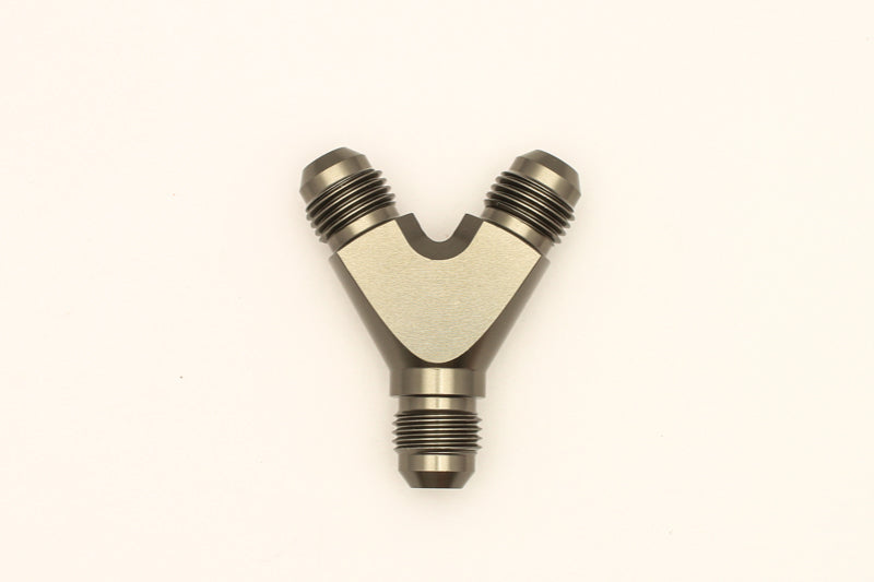 DeatschWerks 6AN Male Flare + 6AN Male Flare to 6AN Male Flare Y Block Fitting DeatschWerks 6AN Male Flare + 6AN Male Flare to 6AN Male Flare Y Block Fitting