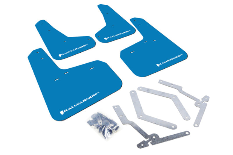 Rally Armor 12-19 Ford Focus ST / 16-19 RS Nitrous Blue UR Mud Flap w/White Logo Rally Armor 12-19 Ford Focus ST / 16-19 RS Nitrous Blue UR Mud Flap w/White Logo