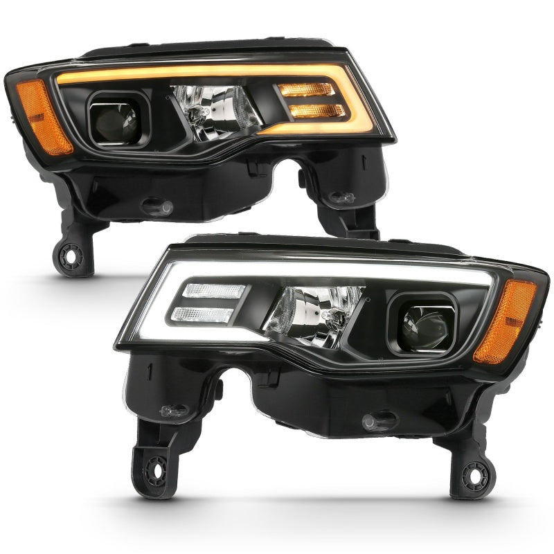 ANZO 2017-2018 Jeep Grand Cherokee Projector Headlights w/ Plank Style Switchback - Chrome w/ Amber ANZO 2017-2018 Jeep Grand Cherokee Projector Headlights w/ Plank Style Switchback - Chrome w/ Amber