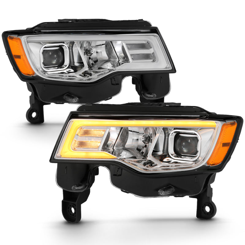 ANZO 2017-2018 Jeep Grand Cherokee Projector Headlights w/ Plank Style Switchback - Chrome w/ Amber ANZO 2017-2018 Jeep Grand Cherokee Projector Headlights w/ Plank Style Switchback - Chrome w/ Amber