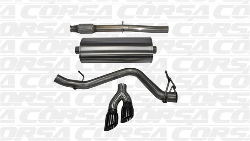 Corsa 14-19 GMC Sierra/Chevy Silv 1500 Crew Cab/Short Bed 5.3L V8 Black Sport Single Side CB Exhaust Corsa 14-19 GMC Sierra/Chevy Silv 1500 Crew Cab/Short Bed 5.3L V8 Black Sport Single Side CB Exhaust