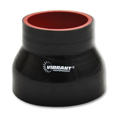 Vibrant 4 Ply Reinforced Silicone Transition Connector - 2in I.D. x 2.5in I.D. x 3in long (BLACK)
