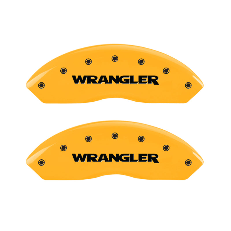 MGP 4 Caliper Covers Engraved Front & Rear WRANGLER Yellow finish black ch MGP 4 Caliper Covers Engraved Front & Rear WRANGLER Yellow finish black ch