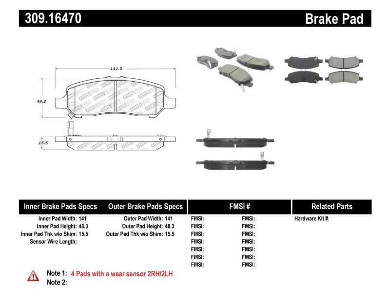 StopTech Performance Rear Brake Pads 13-14 Dodge Dart/Jeep Cherokee StopTech Performance Rear Brake Pads 13-14 Dodge Dart/Jeep Cherokee