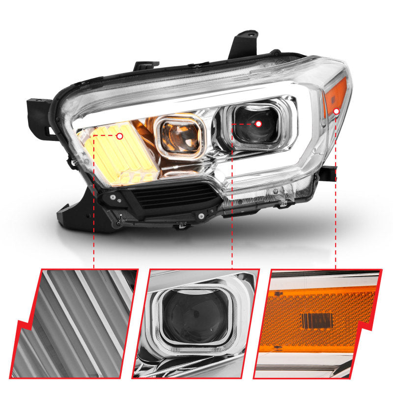 ANZO 2016-2017 Toyota Tacoma Projector Headlights w/ Plank Style Design Chrome/Amber w/ DRL ANZO 2016-2017 Toyota Tacoma Projector Headlights w/ Plank Style Design Chrome/Amber w/ DRL