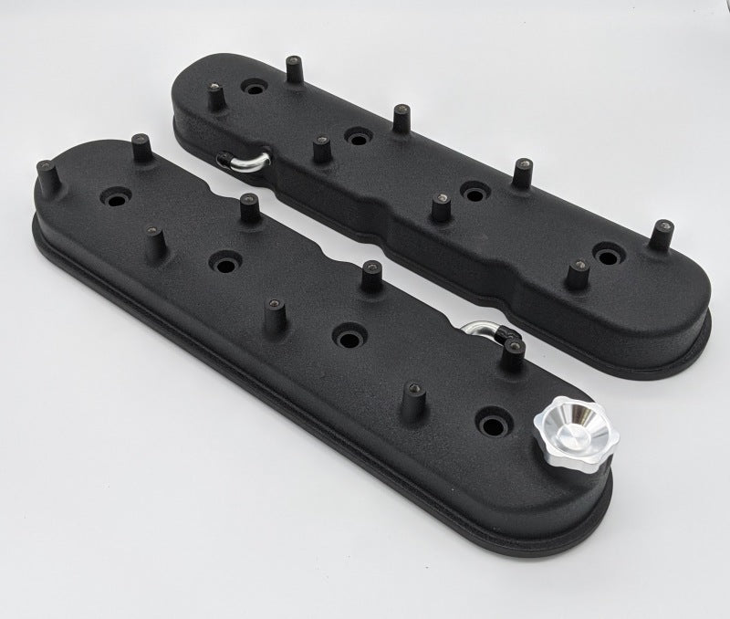 Granatelli 96-22 GM LS Tall Valve Cover w/Angled Coil Mounts - Black Wrinkle (Pair) Granatelli 96-22 GM LS Tall Valve Cover w/Angled Coil Mounts - Black Wrinkle (Pair)