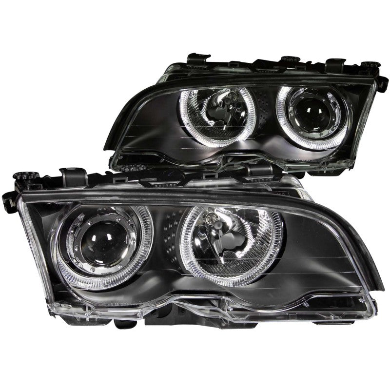 ANZO 1999-2001 BMW 3 Series E46 Projector Headlights w/ Halo Black ANZO 1999-2001 BMW 3 Series E46 Projector Headlights w/ Halo Black