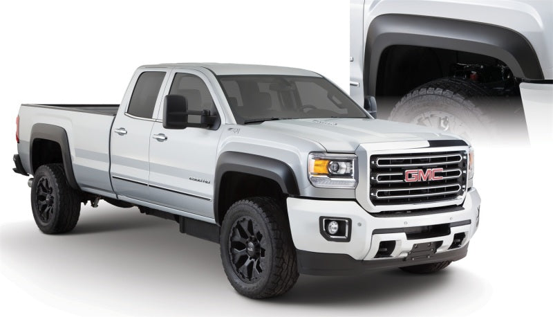 Bushwacker 15-18 GMC Sierra 2500 HD Extend-A-Fender Style Flares 4pc 78.8/97.6in Bed - Black Bushwacker 15-18 GMC Sierra 2500 HD Extend-A-Fender Style Flares 4pc 78.8/97.6in Bed - Black